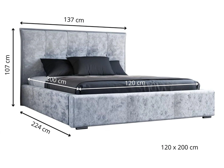 Łóżko tapicerowane z pojemnikiem i stelażem 120x200 Valencia Zielony