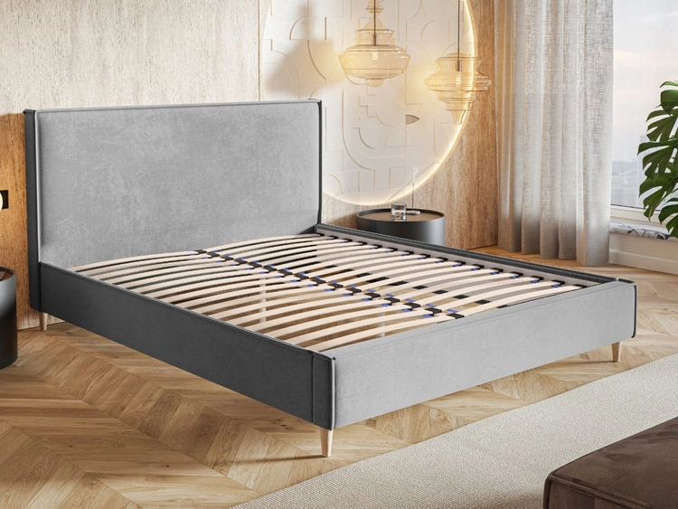 Łóżko tapicerowane ze stelażem 160x200 Grenada Niebieskie