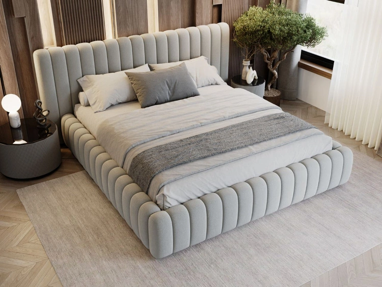 Łóżko tapicerowane z pojemnikiem i stelażem 180x200 Bliss Szare