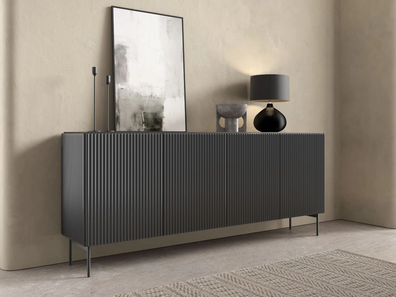 Komoda czterodrzwiowa Qualita Czarna