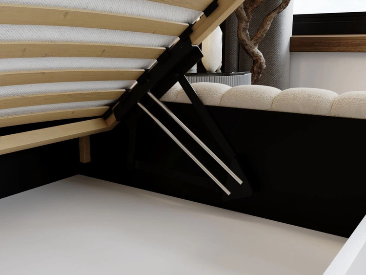 Łóżko tapicerowane z pojemnikiem i stelażem 160x200 Bliss Beżowe