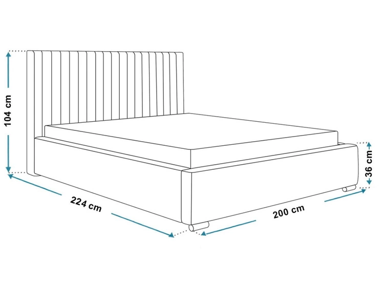 Łóżko tapicerowane z pojemnikiem i stelażem 180x200 Toscania Beżowe