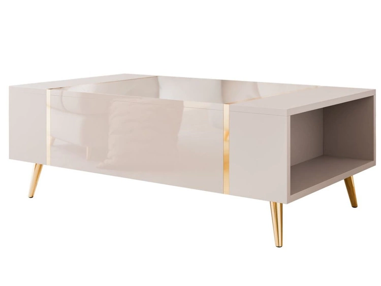 Zestaw mebli do salonu w stylu glamour na złotych nóżkach Lunelie Kaszmir