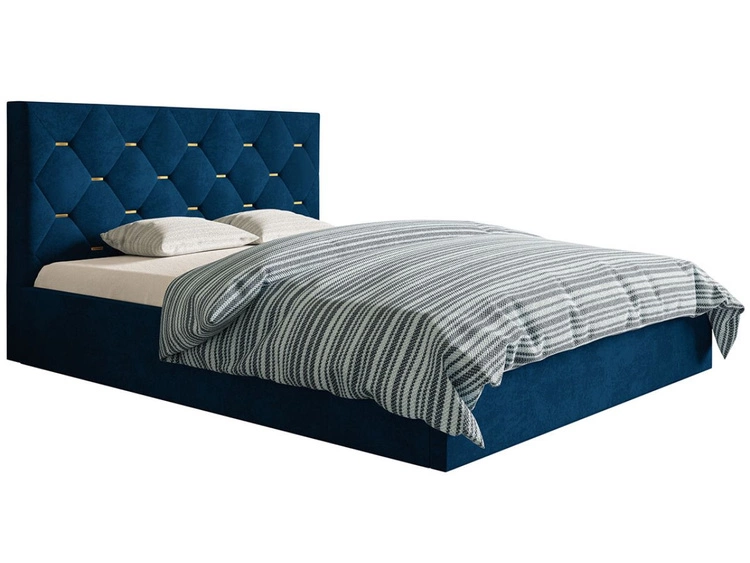 Łóżko tapicerowane z pojemnikiem i stelażem 160x200 Salento granatowe