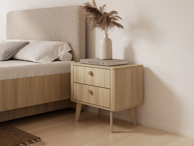 Stolik nocny z dwoma szufladami Bilancio Dąb Barista