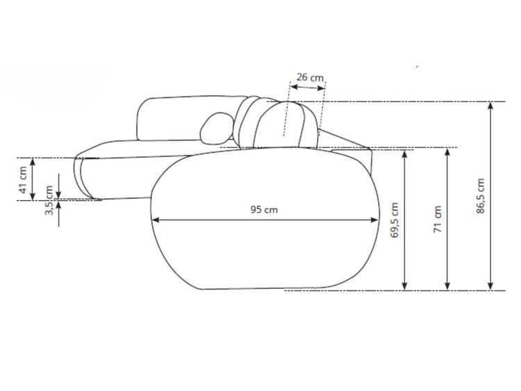 Narożnik z funkcją spania i pojemnikiem Lewy Carino Kremowy