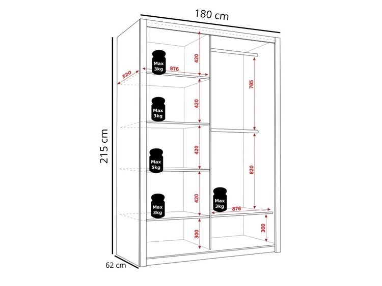 Szafa dwudrzwiowa z drzwiami przesuwnymi 180 Bino Ciemnobrązowa