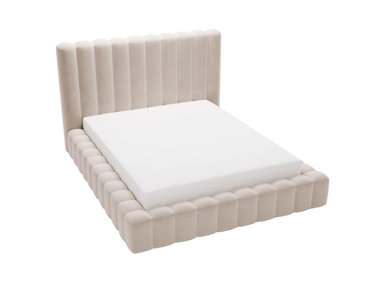 Łóżko tapicerowane z pojemnikiem i stelażem 140x200 cm Rotto Beżowe