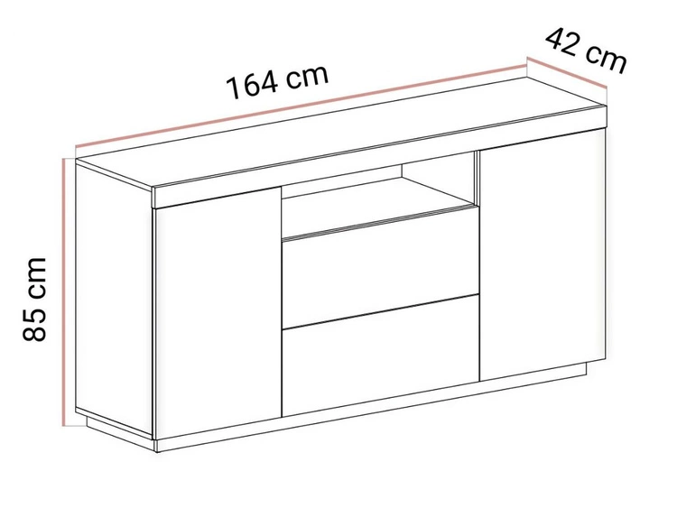 Dwudrzwiowa komoda 164 cm w stylu loft Asumi czarny mat i dąb wotan