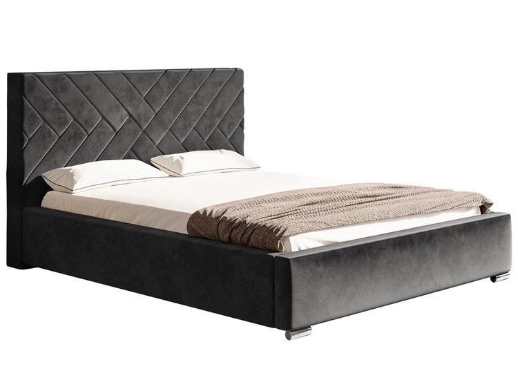 Łóżko tapicerowane z pojemnikiem i stelażem 180x200 Tonale Ciemnoszare