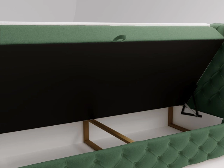 Łóżko kontynentalne z pojemnikiem na pościel 180x200 cm Canolo Zielone