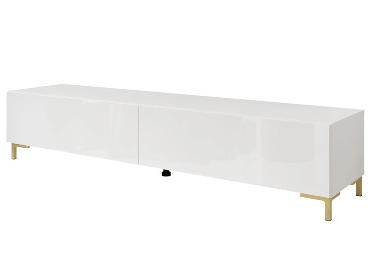 Szafka RTV dwudrzwiowa na złotych nóżkach 175 cm Sorelle Biały połysk