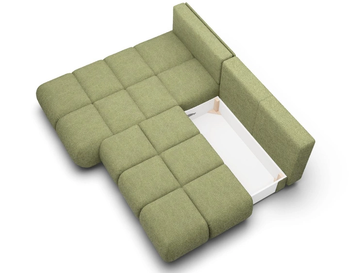 Narożnik z funkcją spania i pojemnikiem Lewy Milet Zielony