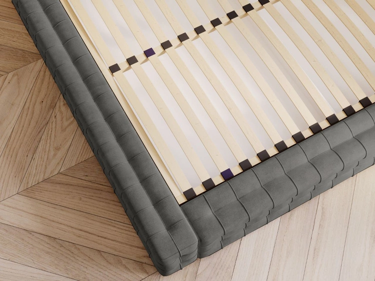 Łóżko tapicerowane z pojemnikiem i stelażem 140x200 Barbados Ciemnoszare