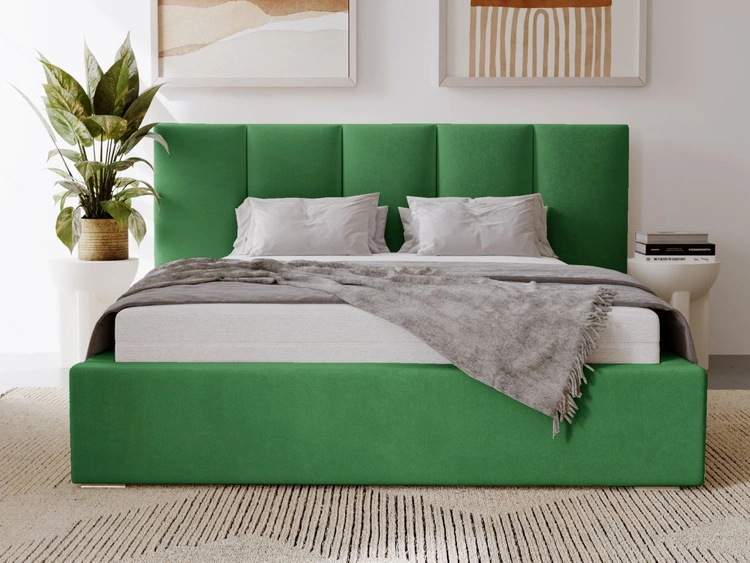 Łóżko tapicerowane z pojemnikiem i stelażem 120x200 cm Lizbona Zielone