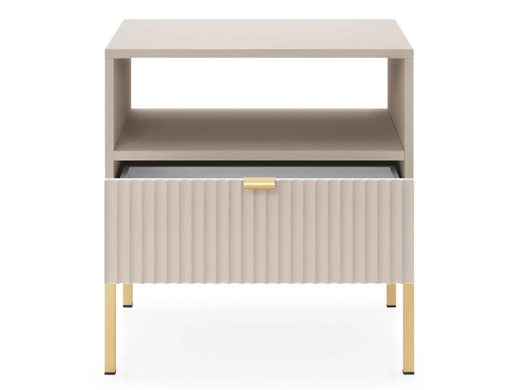Stolik nocny z szufladą Amber Kaszmir na złotych nogach