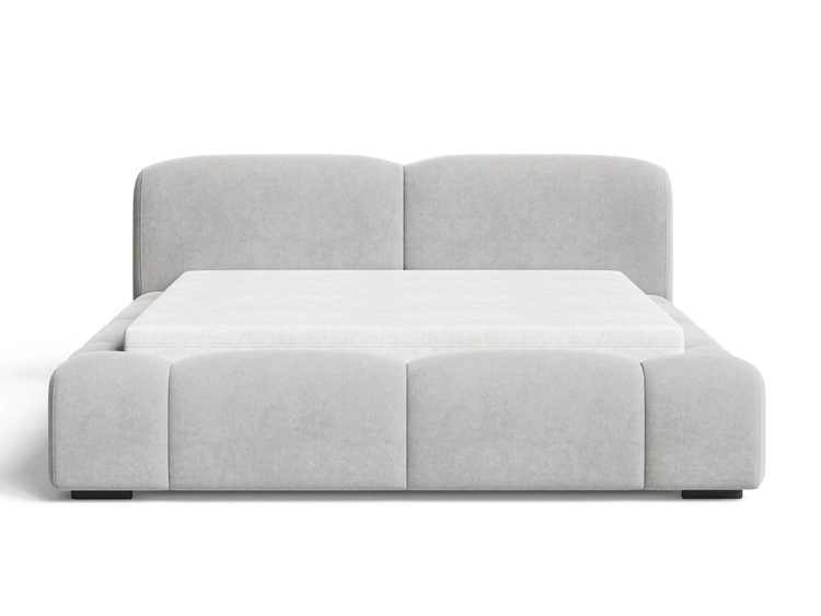 Łóżko tapicerowane z pojemnikiem i stelażem 160x200 Aubi Szare