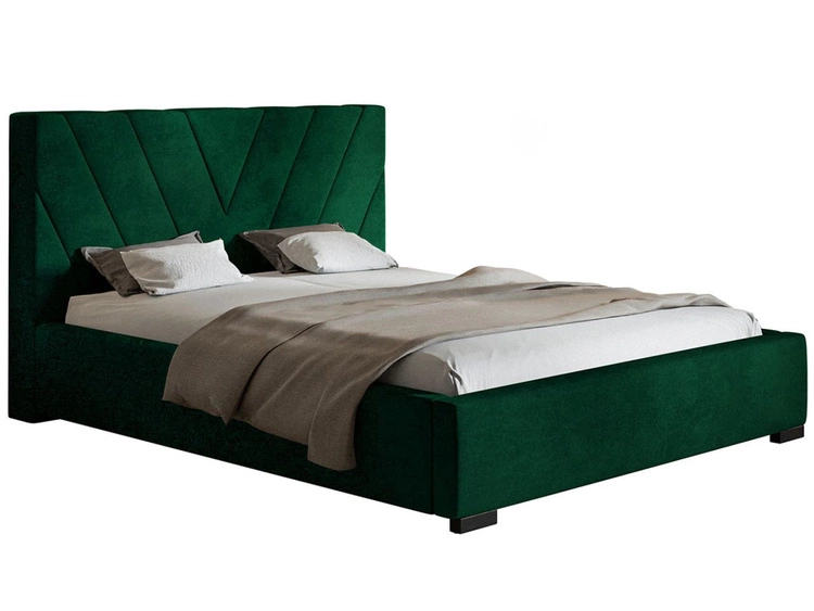Łóżko tapicerowane z pojemnikiem i stelażem 160x200 Tivoli Ciemnozielone