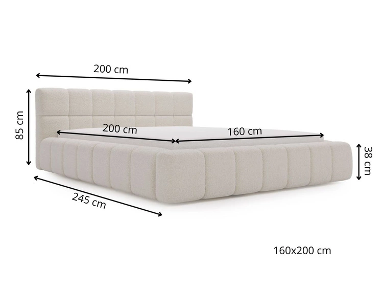 Łóżko tapicerowane z pojemnikiem i stelażem 160x200 Alicante Brązowe