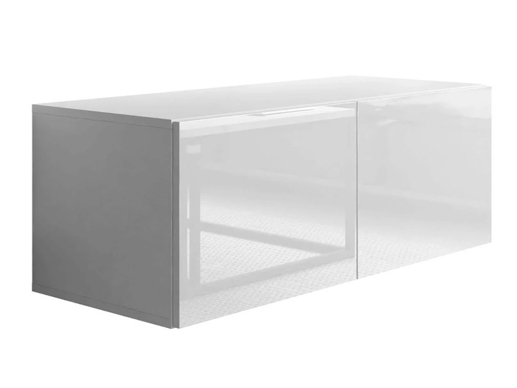 Wisząca szafka RTV pod telewizor z drzwiczkami i oświetleniem LED 100 cm Nodoo Biały połysk