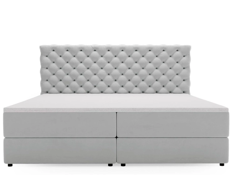 Łóżko kontynentalne z pojemnikiem na pościel 180x200 Bergamo jasnoszare