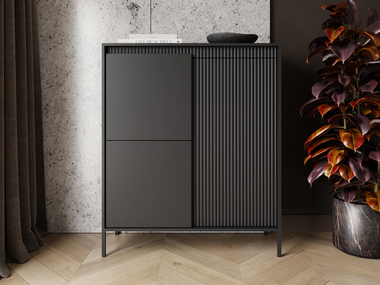 Komoda z drzwiami Sorano Czarna