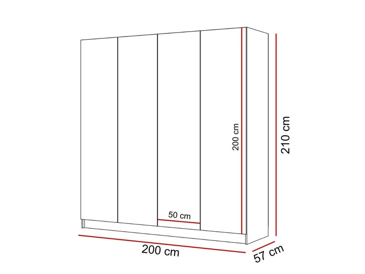Szafa czterodrzwiowa z drzwiami uchylnymi i szufladami Ameli Kaszmir