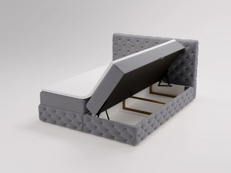 Łóżko kontynentalne z pojemnikiem na pościel 160x200 cm Canolo Szare