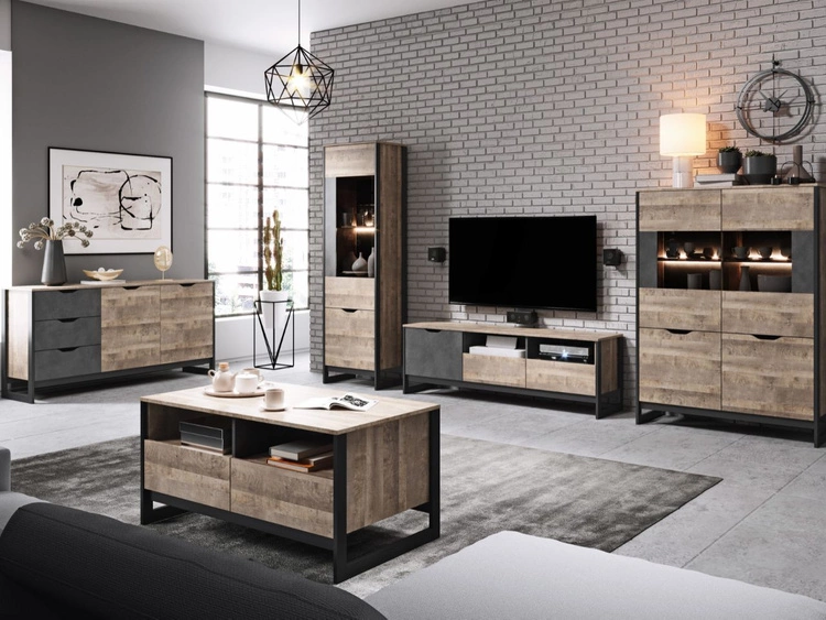 Witryna stojąca do salonu 56 cm Denis Dąb Sand Grande, Matera