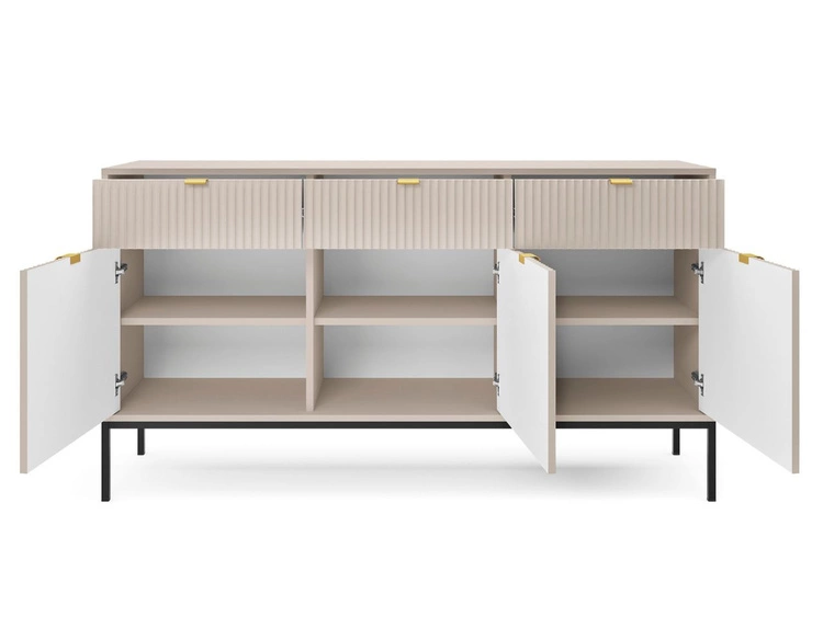 Komoda z drzwiami i szufladami Amber Kaszmir na czarnych nogach