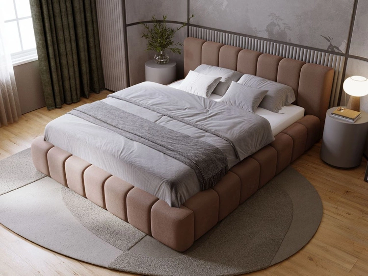 Łóżko tapicerowane z pojemnikiem i stelażem 120x200 Orio Brązowy