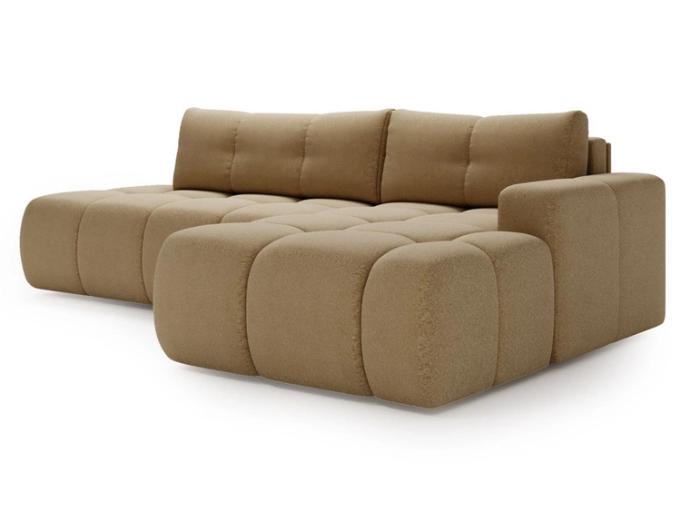 Narożnik L Prawy z funkcją spania i pojemnikiem Montero Jasnobrązowy