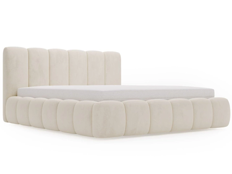 Łóżko tapicerowane z pojemnikiem i stelażem 200x200 Cloud Beżowy