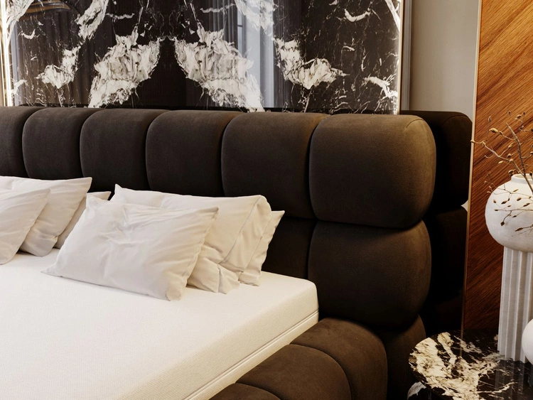 Łóżko tapicerowane z pojemnikiem i stelażem 160x200 Mellow Czarny