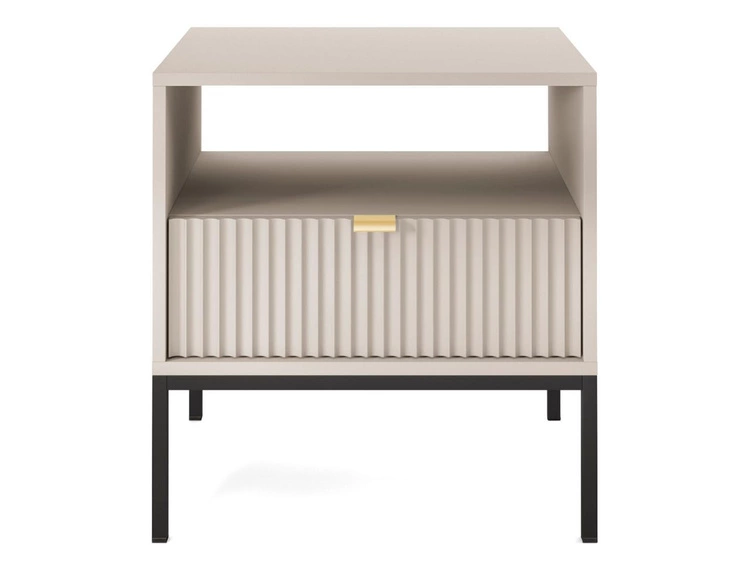 Stolik nocny z szufladą Amber Kaszmir na czarnych nogach