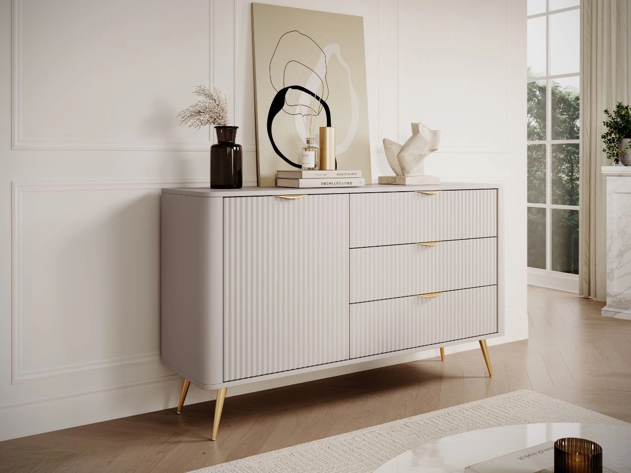 Komoda z drzwiami i szufladami Latina Beżowa