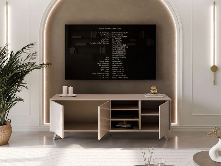 Szafka RTV pod telewizor z drzwiczkami na kaszmirowych nóżkach Vivance Kaszmir połysk