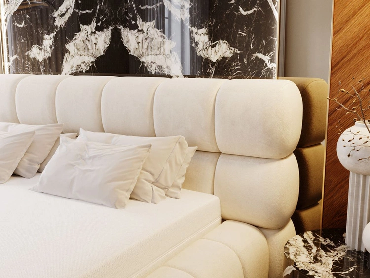 Łóżko tapicerowane z pojemnikiem i stelażem 140x200 Mellow Beżowe