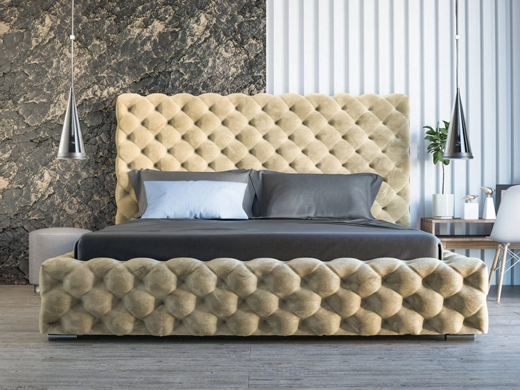 Łóżko tapicerowane z pojemnikiem i stelażem 180x200 Heaven Beżowy