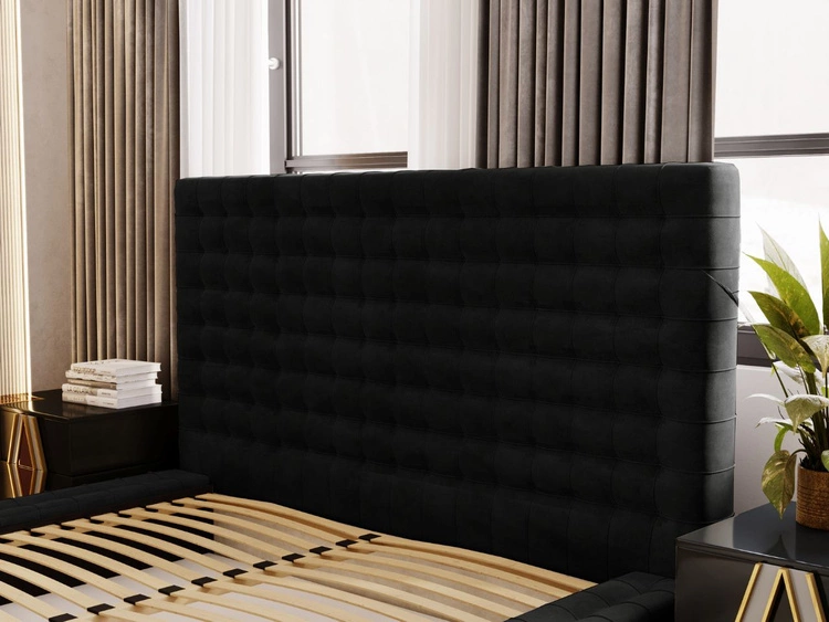 Łóżko tapicerowane z pojemnikiem i stelażem 120x200 Barbados Czarne