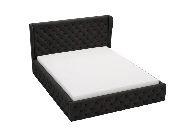 Łóżko tapicerowane z pojemnikiem na pościel i stelażem 160x200 Kingston Czarne