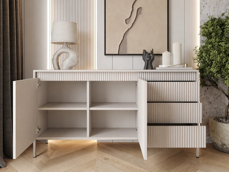 Komoda z drzwiami i szufladami 153 cm Sorano Beżowa