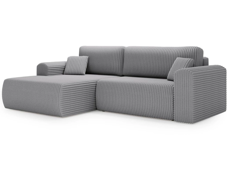 Narożnik z funkcją spania i pojemnikiem Belvio lewy Jasnoszary