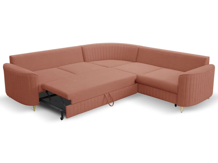 Narożnik L Lewy z funkcją spania i pojemnikiem Limon Pomarańczowy