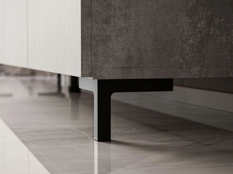 Szafka RTV pod telewizor z drzwiczkami na czarnych nóżkach 200 cm Nodoo Beton