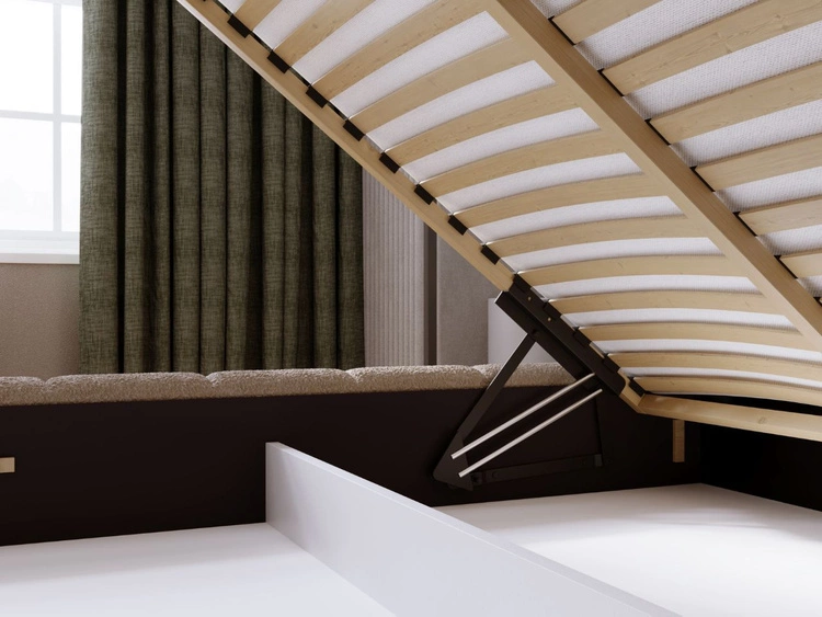 Łóżko tapicerowane z pojemnikiem i stelażem 160x200 Orio Brązowy