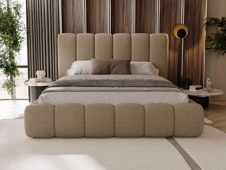 Łóżko tapicerowane z pojemnikiem i stelażem 200x200 Imperial Brązowy