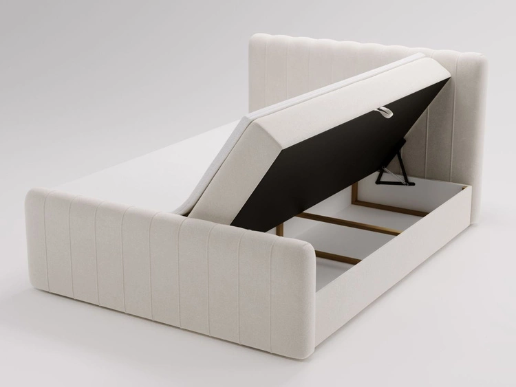 Łóżko kontynentalne z pojemnikiem na pościel 180x200 Osteno Kremowe