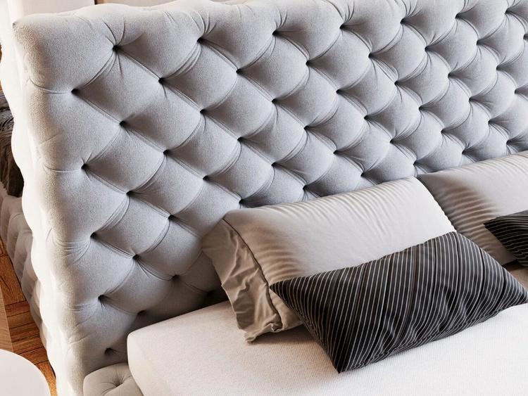 Łóżko tapicerowane z pojemnikiem i stelażem 120x200 Astra Szary