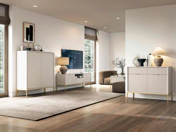 Zestaw mebli do salonu Amber Kaszmir na złotych nogach